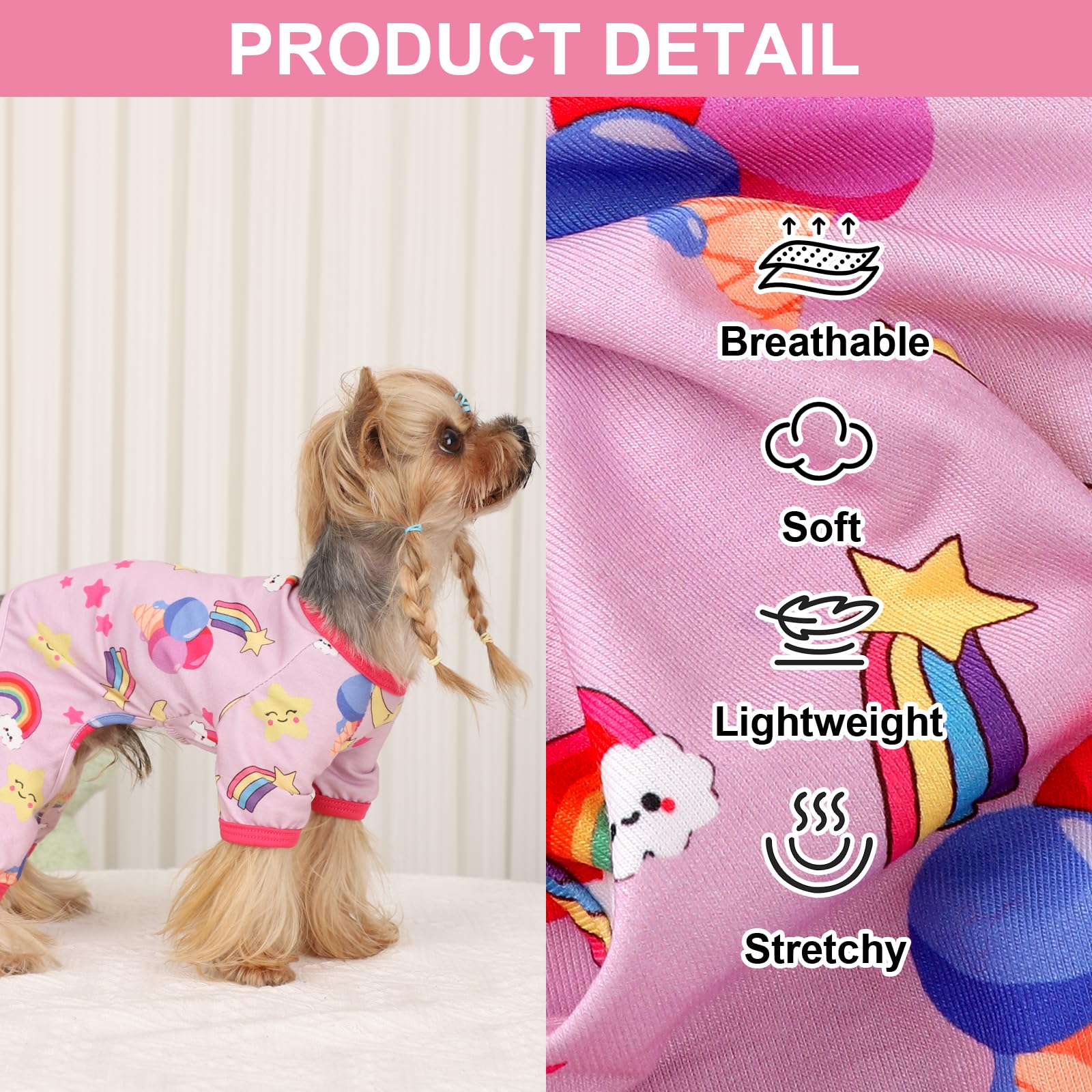 Dog Pajamas Pjs Spring Summer Dog Clothes for Small Dogs Girl - Female - Small Size Dogs, Soft Stretchy Puppy Clothes Doggie One